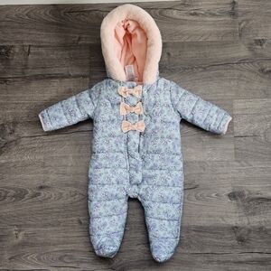 Floral Baby Snowsuit with Hood